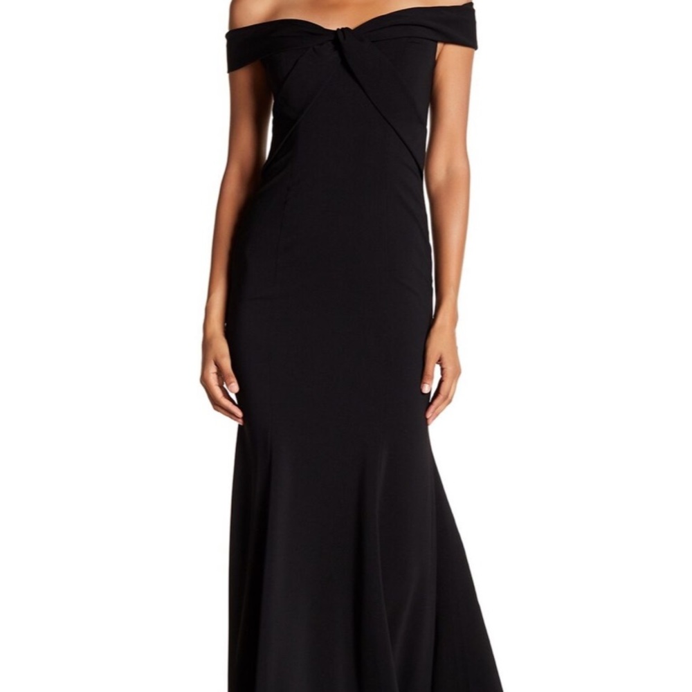 Jay Godfrey off the shoulder twist black dress